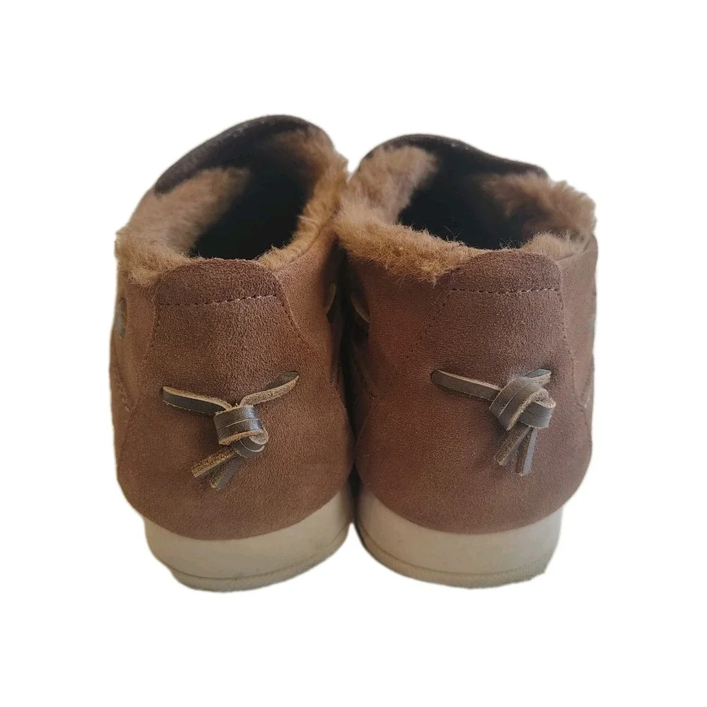 Sperry Moc Sider Men's Slip On Shoes Fleece Lined Suede Dark Brown Size 9.5‎